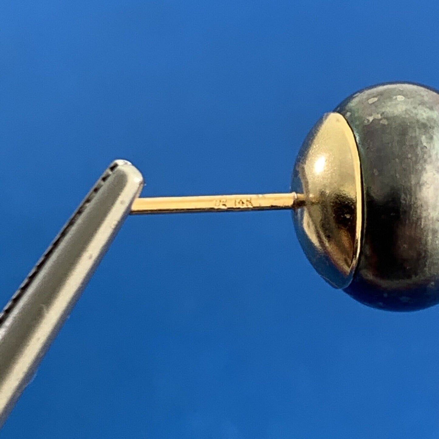 Designer 14K Yellow Gold Tahitian Pearl Statement Stud Earrings 10.5mm