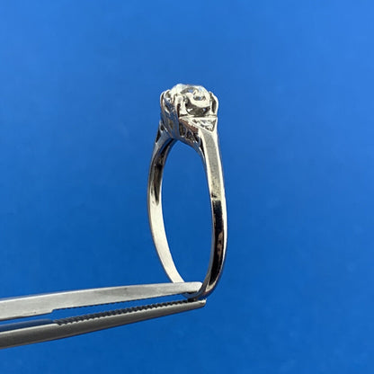 Vintage Platinum Round Diamond Solitaire With Accents Engagement Ring