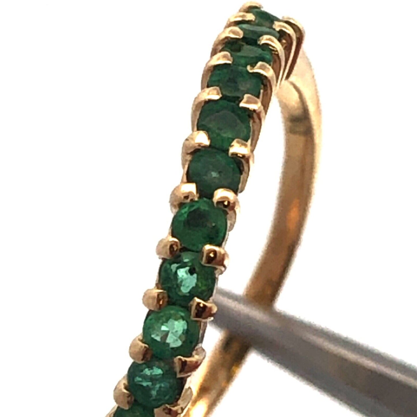 Designer 14K Yellow Gold Emerald Stackable Wave Band Ring