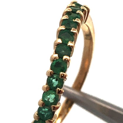 Designer 14K Yellow Gold Emerald Stackable Wave Band Ring