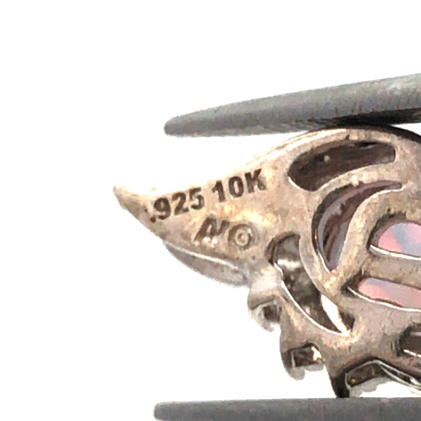 Designer 925 Sterling Silver 10K Gold Opal Diamond Petite Pendant