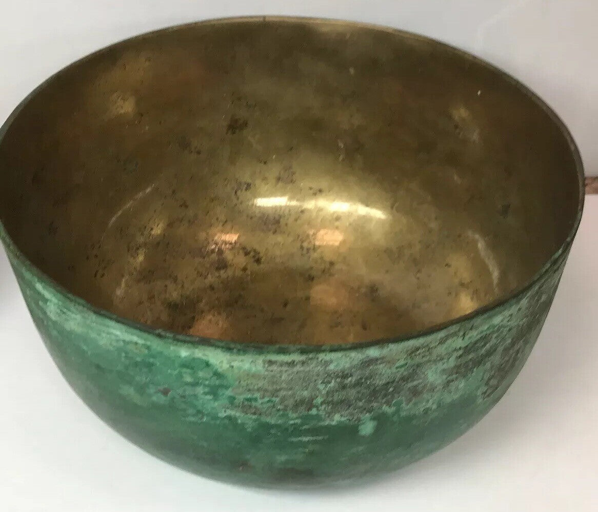 Vintage Antique Brass Great Patina Boiling Pot Pan Bowl Vessel Planter