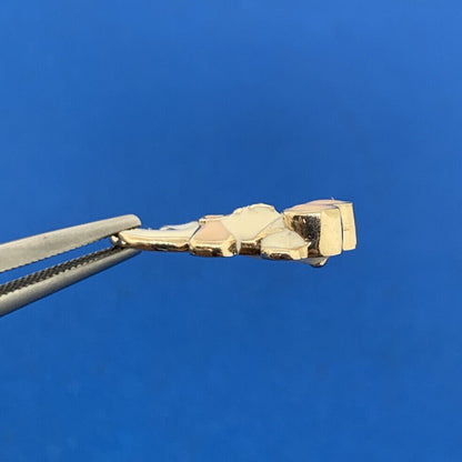 Vintage 10K Yellow Gold White and Pink Enamel Baby Girl Bunny Charm Pendant