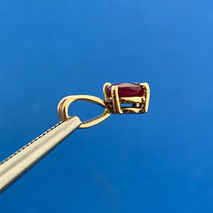 Classic 14K Yellow Gold Round Ruby Solitaire July Anniversary Petite Pendant