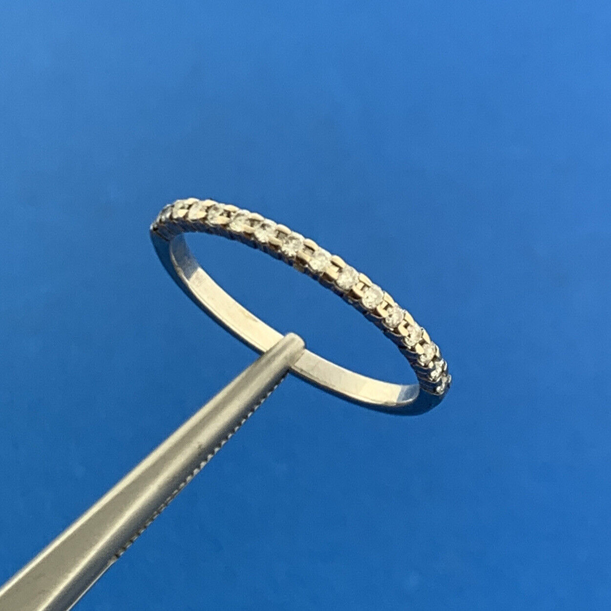 Designer 10K White Gold Diamond Wedding Anniversary Infinity Band Ring