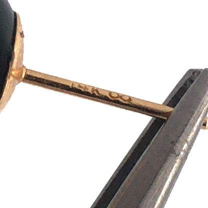 Gorgeous 14k Yellow Gold Onyx Black Sphere Bead Stud Earrings w/ Friction Backs