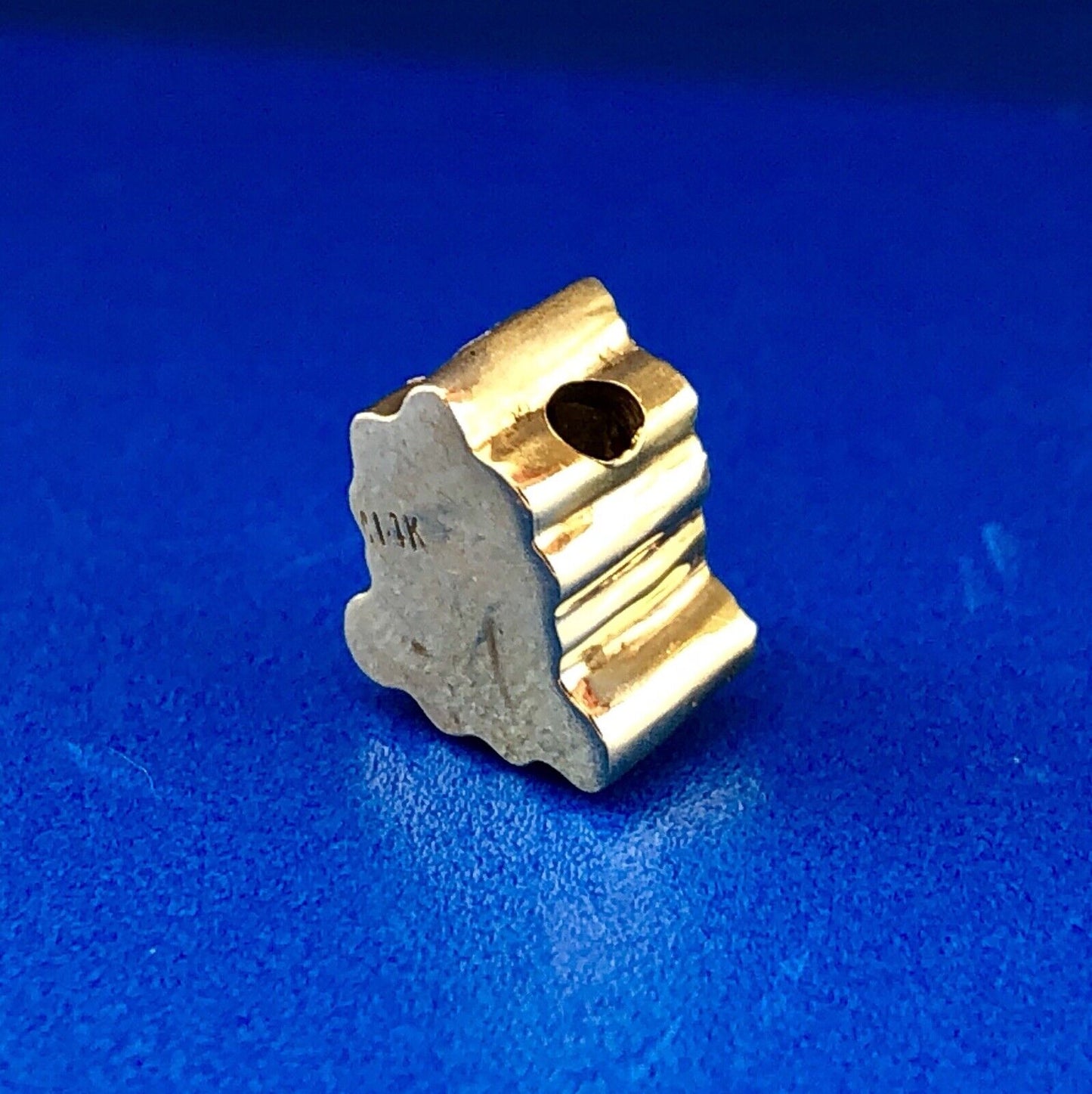 Designer 14K Yellow Gold 585 Ruby Bell Slide Bracelet Charm