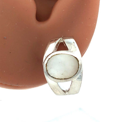 Designer 925 Sterling Silver Oval Mother of Pearl Drop Stud Earrings