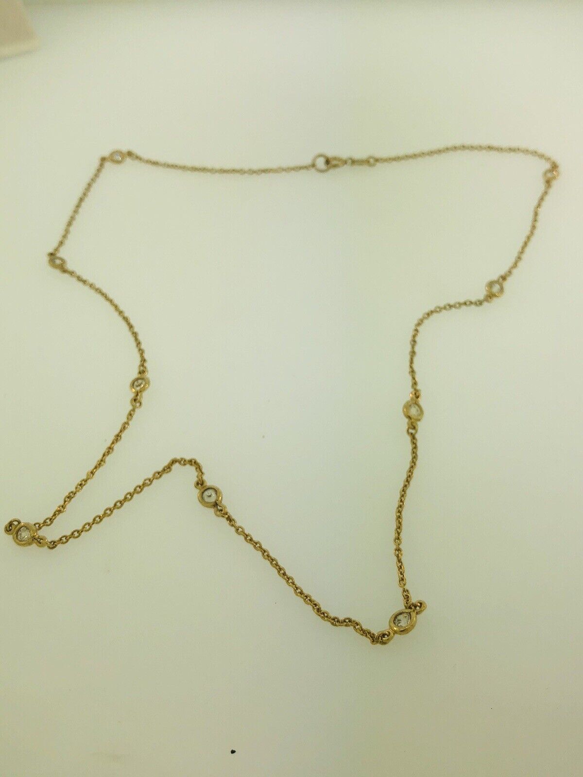 FAS Vermeil Sterling Silver 925 Round Cubic Zirconia CZ Station Necklace