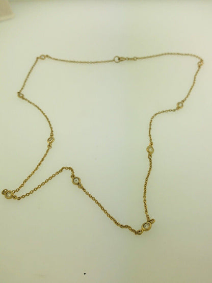 FAS Vermeil Sterling Silver 925 Round Cubic Zirconia CZ Station Necklace