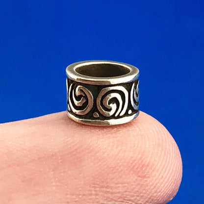 Designer 925 Sterling Silver Itaglio Modernist Swirl Slide Bracelet Spacer Charm