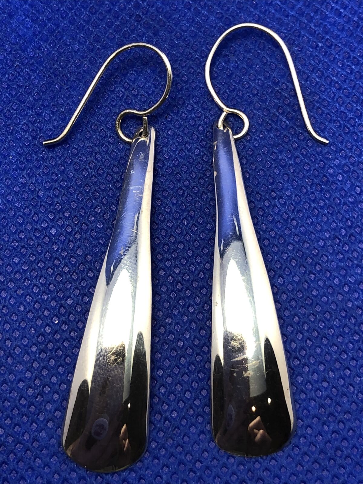 Mexico 925 Sterling Silver Long Polished Teardrop Hook Earrings