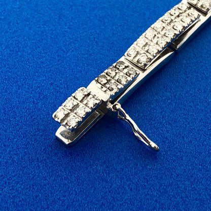 Designer Raima 14k White Gold Diamond Panel Link Box Clasp 7" Tennis Bracelet