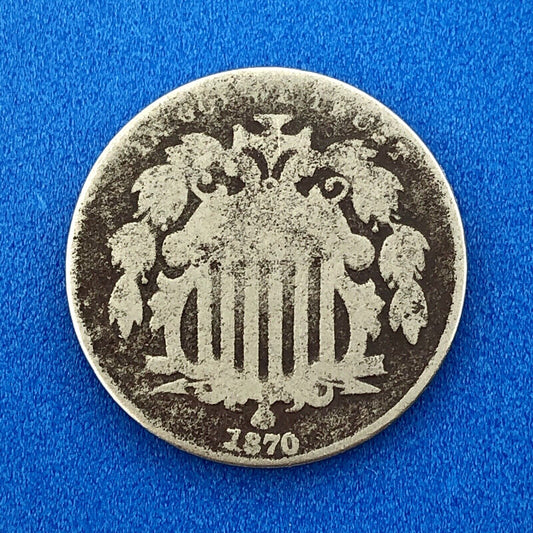 1870 P Shield Nickel 5c Better Key Rare Philadelphia Mint Coin No Rays