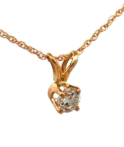 Designer 14K Yellow Gold Round Diamond Solitaire Pendant Chain Necklace