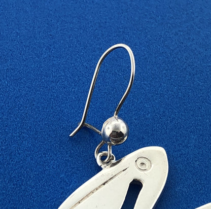 Taxco Mexico 925 Sterling Silver Modernist Pelican Drop Dangle Earrings