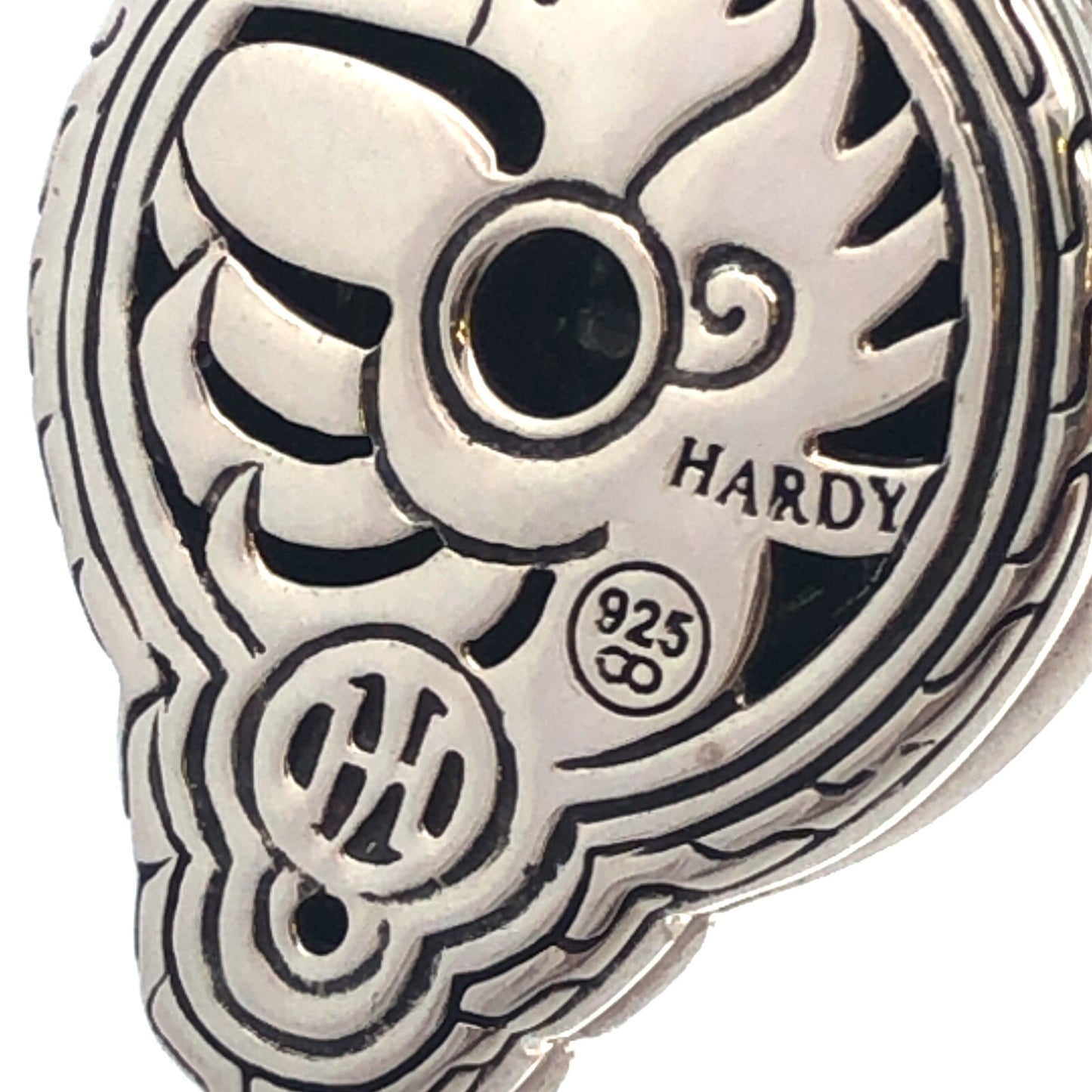 John Hardy JH 925 Sterling Silver Cushion Cut Hematite Enhancer Pendant