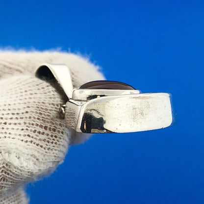 Estate Taxco TR-126 Sterling Silver 925 Oval Red Carnelian Triangle Drop Pendant