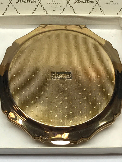 Vintage Stratton Of England Blue WedgeWood Maids Dancing Gold Tone Compact
