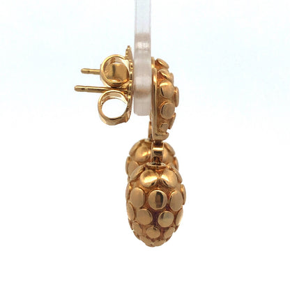 John Hardy 18K Yellow Gold Dot Pebbled Statement Drop Dangle Earrings