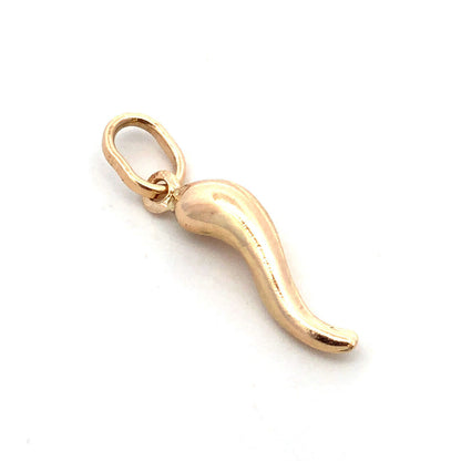Estate 14K Yellow Gold Italian Horn Prosperity Good Luck Charm Pendant