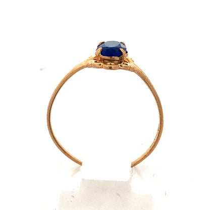 Vintage 10K Yellow Gold Oval Blue Spinel Promise Sweetheart August Occasion Ring