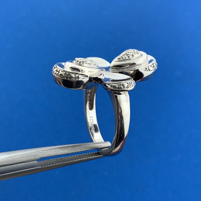 Designer 925 Sterling Silver Modernist Cross Polished Textured Statement Ring