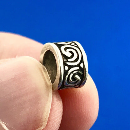 Designer 925 Sterling Silver Itaglio Modernist Swirl Slide Bracelet Spacer Charm