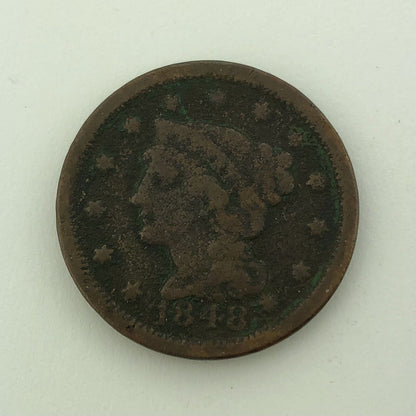 1848 P Liberty Head Braided Hair Large Copper Cent Better Philadelphia Mint Coin