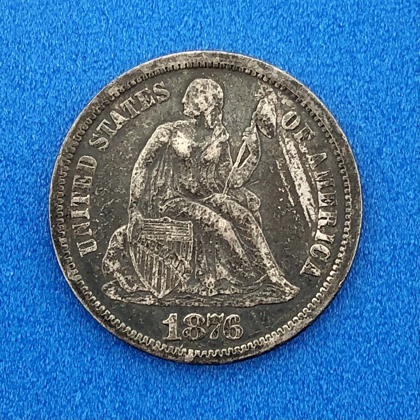 1876 P Seated Liberty Silver Dime 10c Better Key No Stars Philadelphia Coin