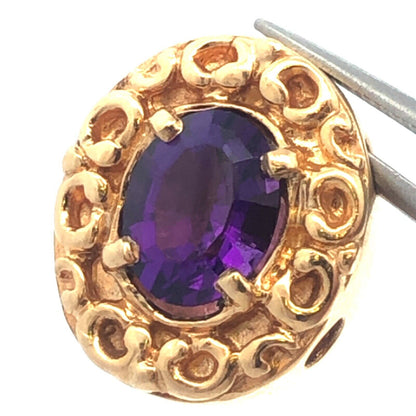 14k Yellow Gold Slide Amethyst Slide Charm Pendant