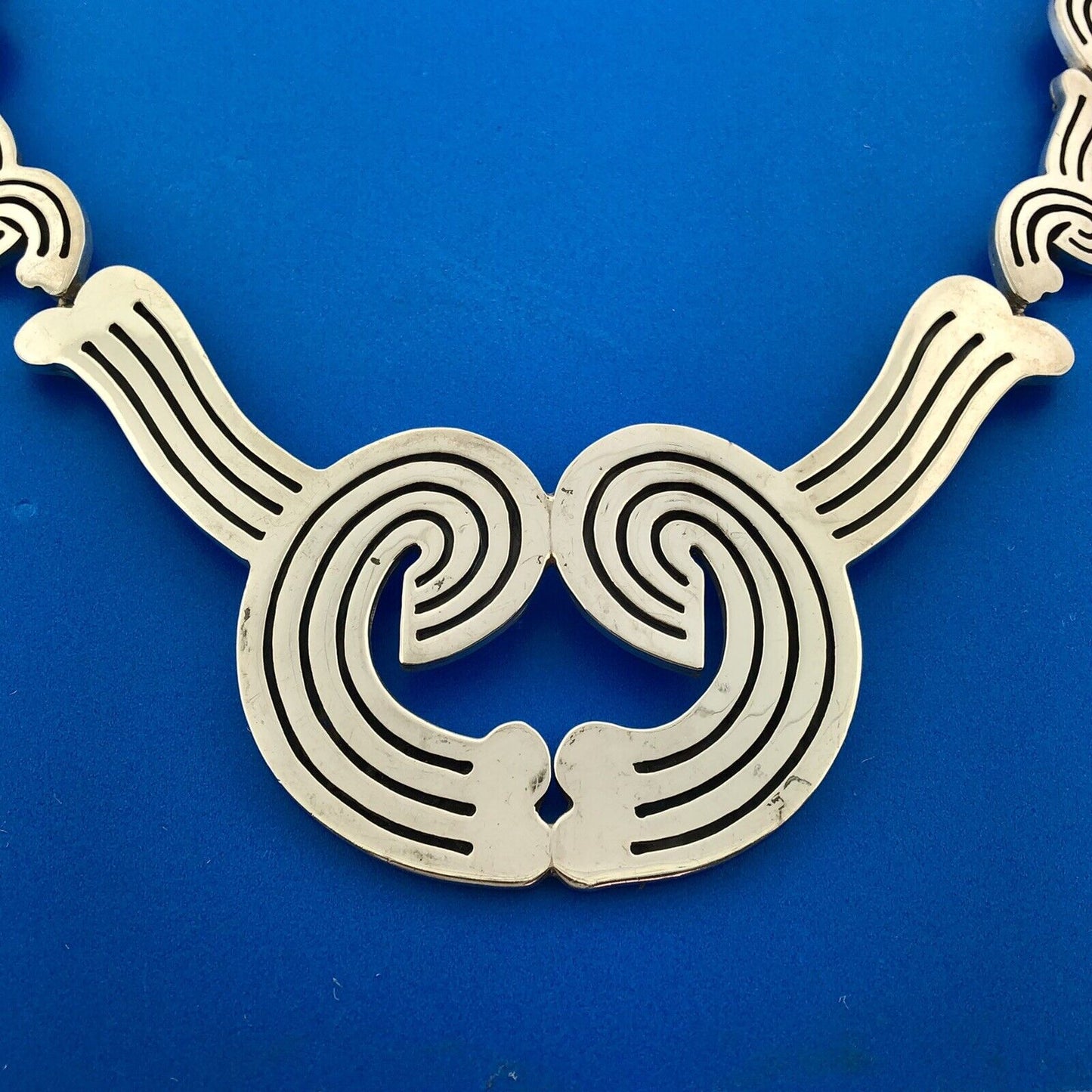 Modernist Designer Daniela 950 Silver Chunky Claddagh Statement Necklace