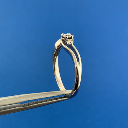 Designer IKS 10K White Gold Diamond Trio Modernist Twist Engagement Ring