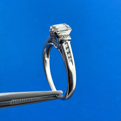 Designer Zales 10k White Gold 1KS Baguette Diamond Wedding Band Set Ring Size 7