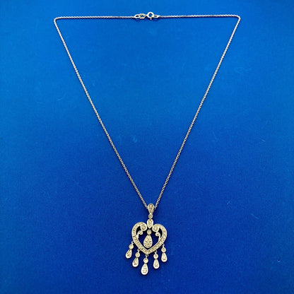 Gordon's 14k White Gold Diamond Heart Pendant Dangle Necklace JWBR