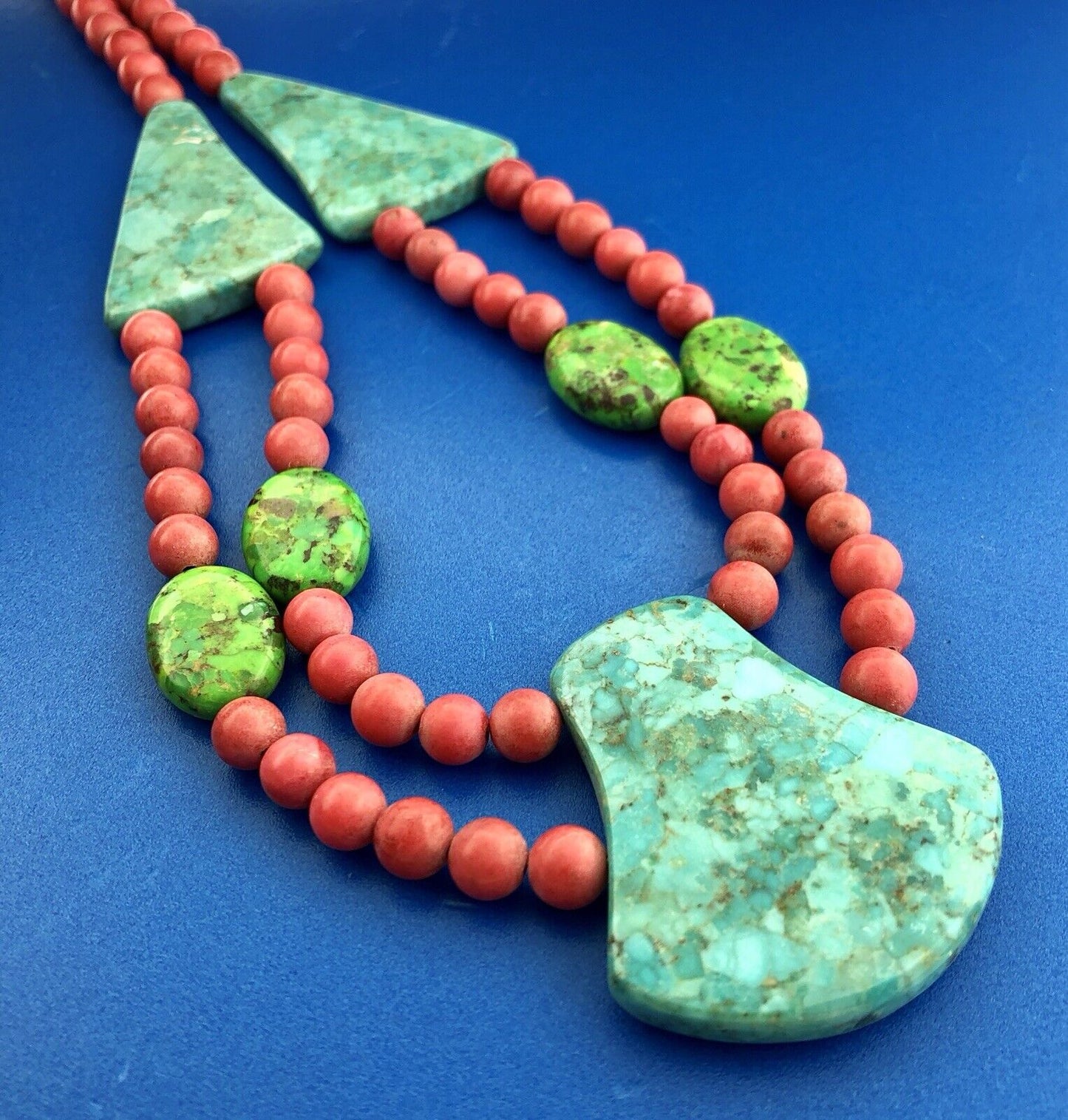 Jay King DRT Sterling Silver Turquoise Red Coral Geometric Statement Necklace