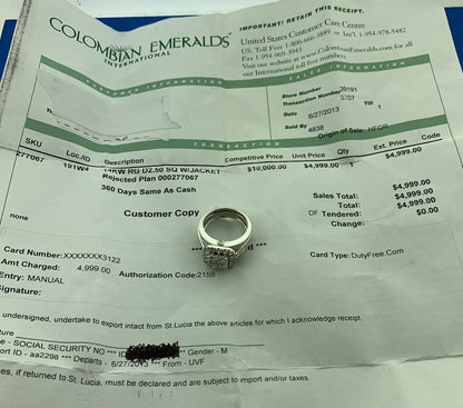 Designer 14k White Gold Princess Invisible Set Diamond Round Wedding Ring Set