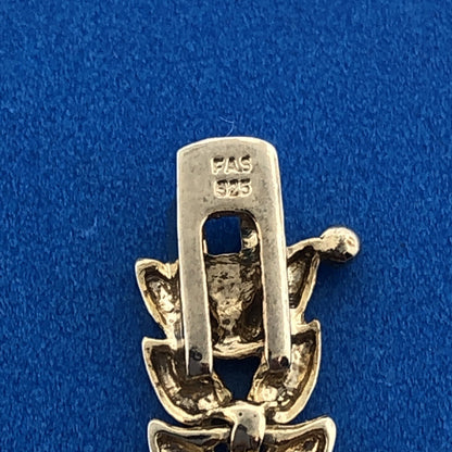 FAS 925 Sterling Silver Vermeil Two Tone Leaf Vine Panel Tennis Bracelet