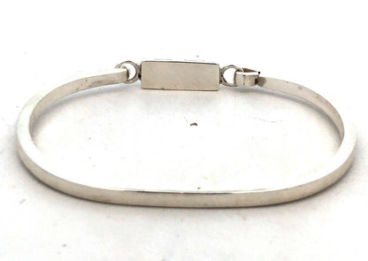 Vintage Taxco Mexico 925 Sterling Silver Turquoise Oval Bangle Bracelet