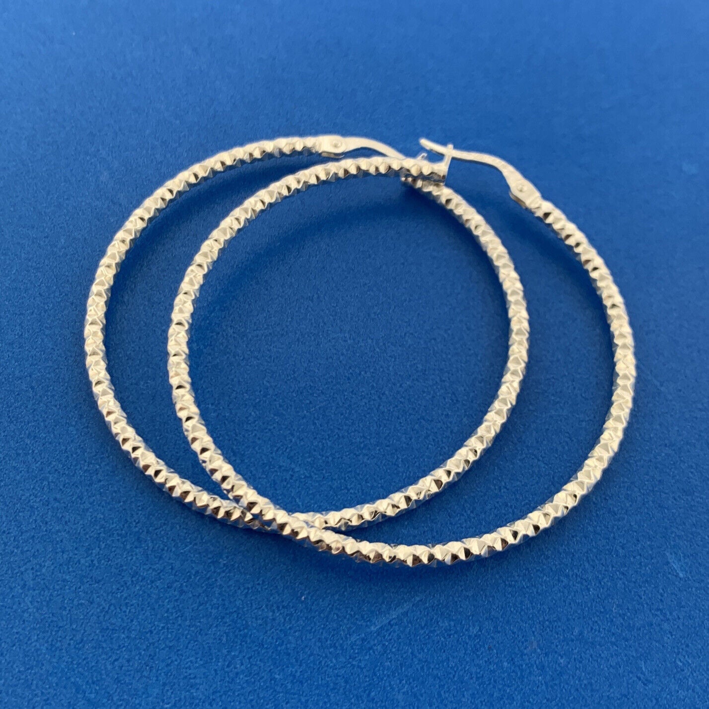 Designer Italy 925 Sterling Silver Classic Chic Fancy Etched Large Hoop Earrings