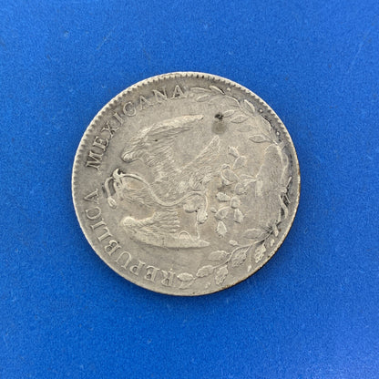 1893 Go Guanajuato 8 Reales R.S. 10 D 20 G .903 Silver Mexico Coin