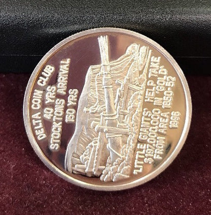 1996 Delta Coin Club of Stockton 40th Annv/Stockton's 150th Annv .999 Silver Rnd