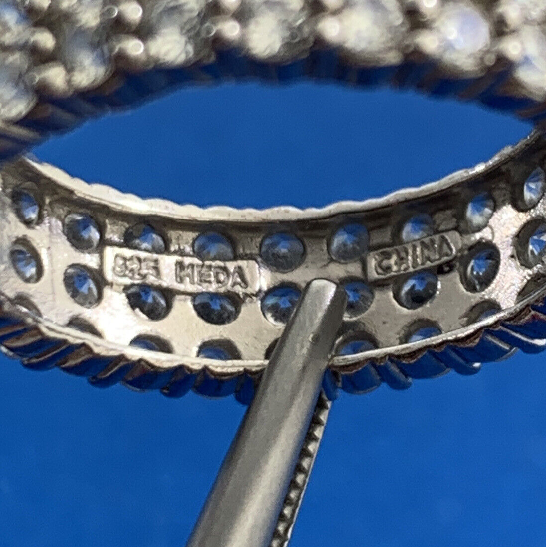 MEDA 925 Sterling Silver Cubic Zirconia Eternity Wedding Anniversary Band Ring