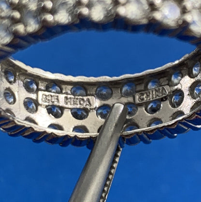 MEDA 925 Sterling Silver Cubic Zirconia Eternity Wedding Anniversary Band Ring