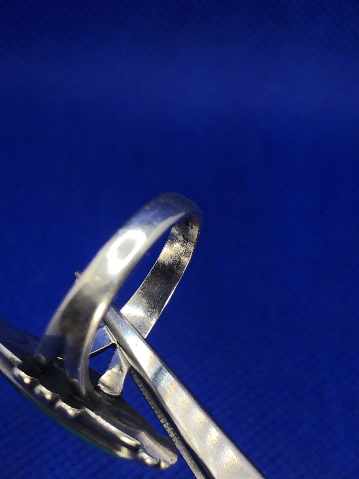 Native American Signed 925 Sterling Silver Oval Turquoise Ring