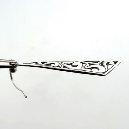 Designer 925 Sterling Silver Open Work Scroll Vine Hook Dangle Earrings