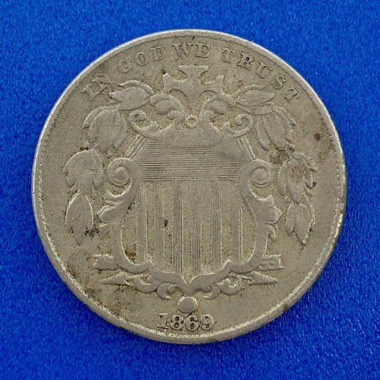 1869 Shield Nickel Better Key Philadelphia Mint American Copper Nickel Coin