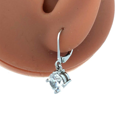 Designer JCM 25 Sterling Silver Round Diamonique Cubic Zirconia Dangle Earrings