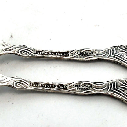A.B. Nils-Johan Silver Extra Plated Floral Scroll Pair Lemon Cocktail Forks NIB