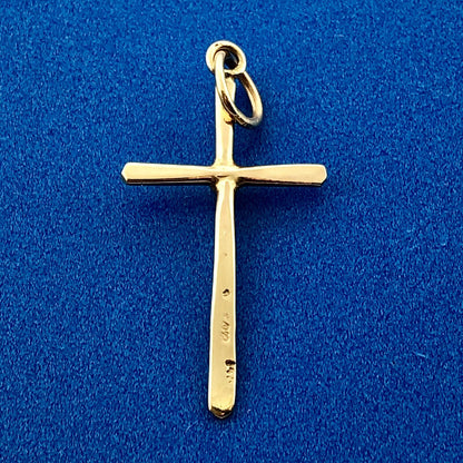 Modernist 10K Yellow Gold Polished Cross Religious Easter Charm Pendant